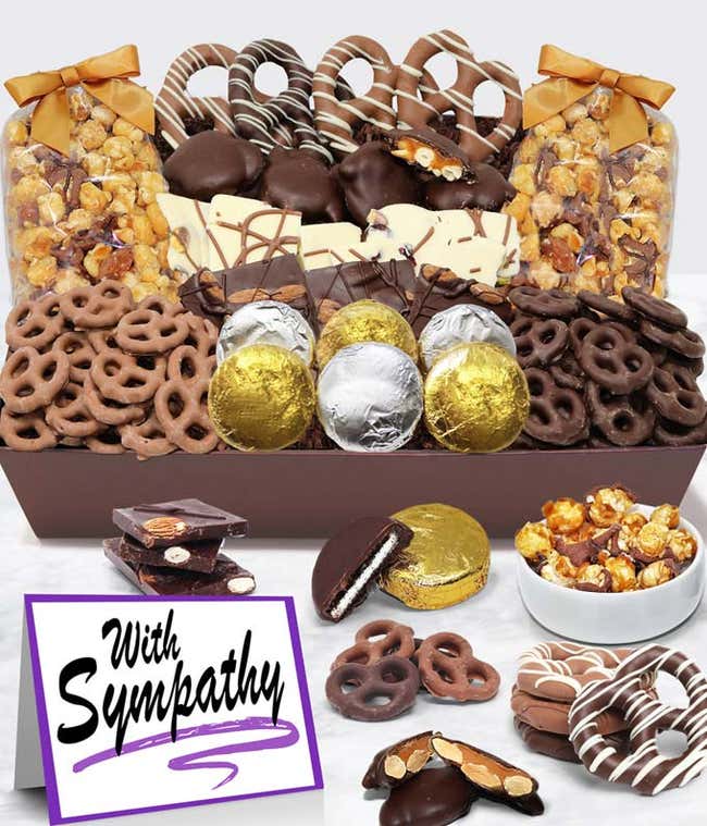 With Sympathy - Belgian Chocolate Covered Snack Tray