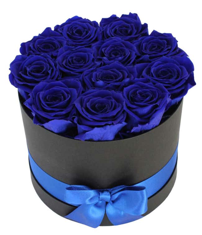 Luxury Dozen Preserved Sapphire Blue Roses